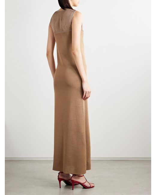 Khaite Natural Ruslan Fringed Knitted Maxi Dress