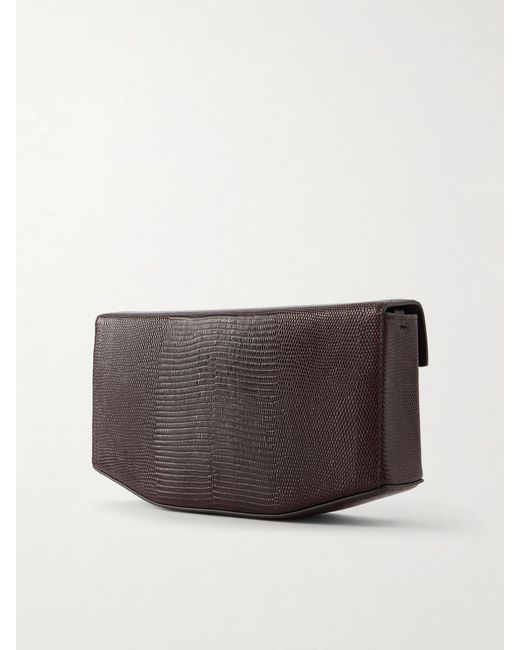 Totême Brown Clip Lizard-Effect Leather Shoulder Bag