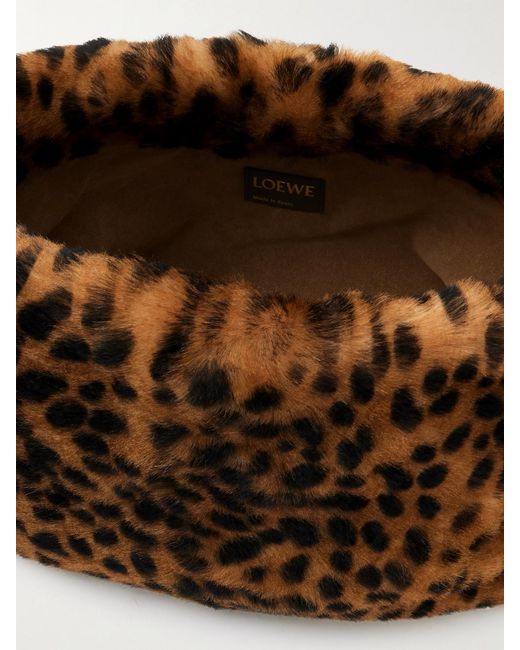 Loewe Brown Flamenco Medium Leather-Trimmed Leopard-Print Shearling Clutch