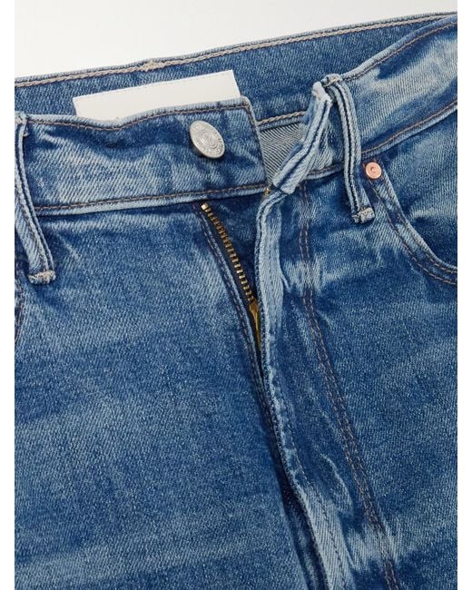 Mother Blue Tunnel Vision Sneak High-Rise Straight-Leg Jeans