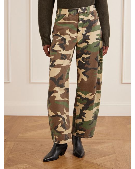 Nili Lotan Green Tribeca Cotton Straight-Leg Pants