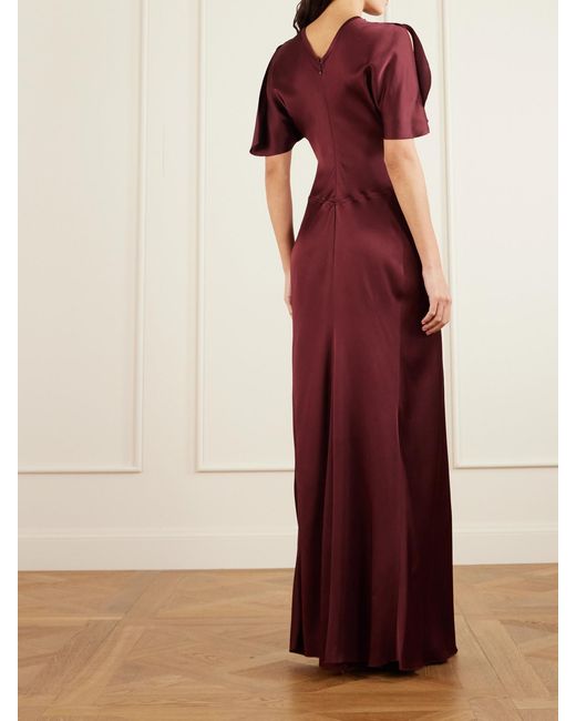 Victoria Beckham Red Isabella Ruched Satin Gown