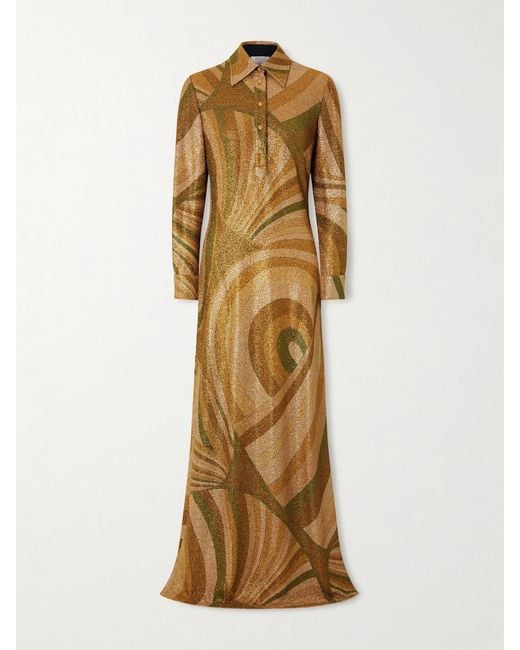 Emilio Pucci Metallic Printed Jersey-Lamé Maxi Dress