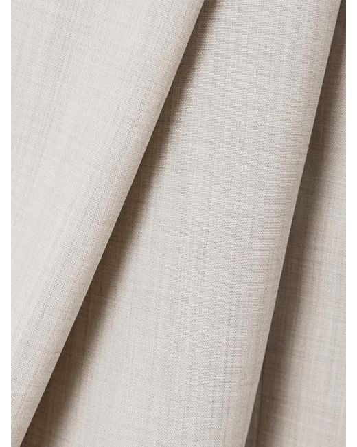 Loewe Natural Asymmetric Pleated Wool Wide-Leg Pants
