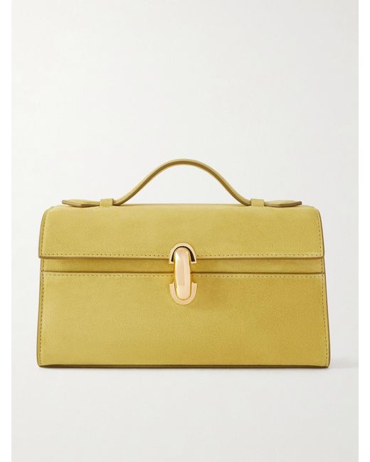 SAVETTE Yellow Symmetry Pochette Suede Tote