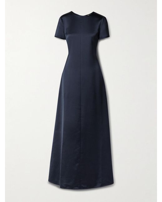 Proenza Schouler Blue Delphine Tie-Detailed Satin-Twill Maxi Dress