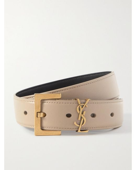 Saint Laurent Natural Monogramme Gürtel Aus Leder