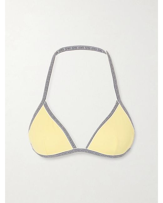 Versace Metallic Greca-Printed Triangle Bikini Top