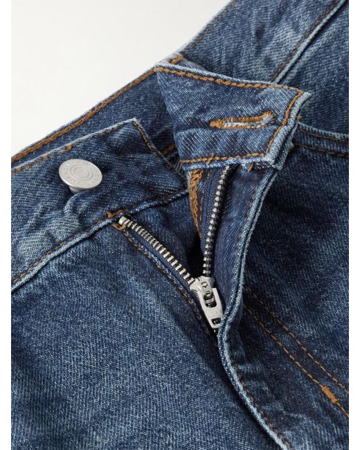FRAME Blue The Hang Cropped Mid-Rise Straight-Leg Jeans