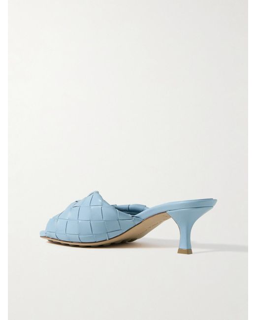 Bottega Veneta Blue Blink Twisted Intrecciato Leather Mules
