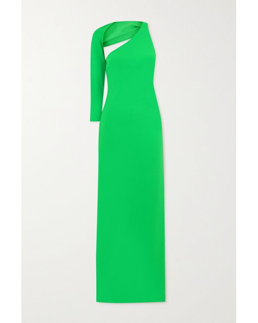 Solace London Saren One Shoulder Stretch Crepe Gown In Green Lyst Uk 8845