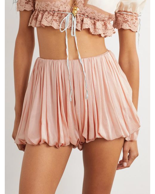 Chloé Pink Shorts Aus Bedrucktem Crêpe De Chine Aus Seide Mit Falten