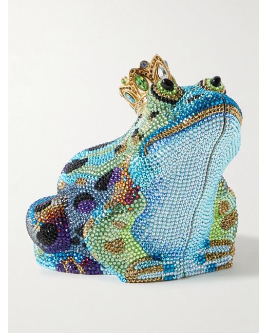 Judith Leiber Blue Prince Charming Goldfarbene Clutch Mit Kristallen