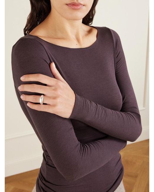 Skims Purple Long Sleeve Boatneck Top – Phoenix – Oberteil