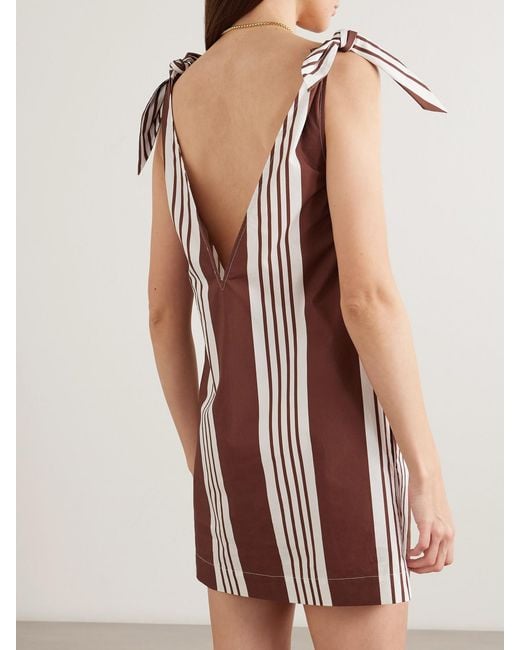 Posse Red Rosie Tie-Detailed Striped Cotton Mini Dress