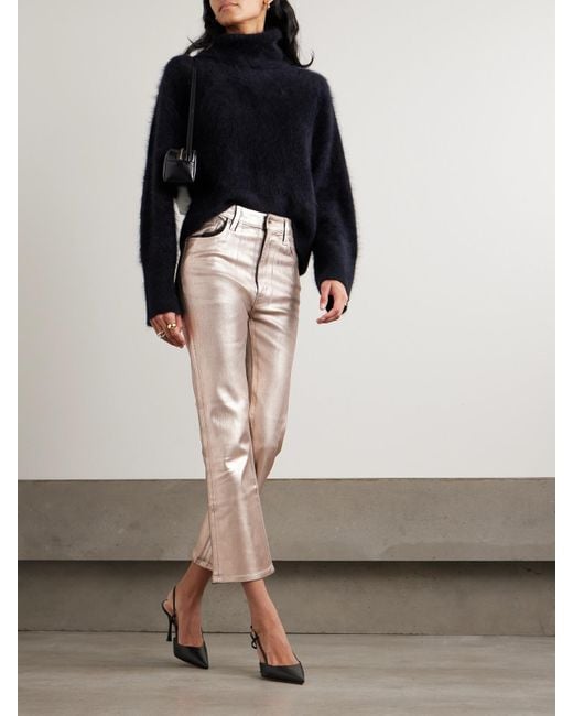 FRAME Natural The Reboot Mid-Rise Bootcut Metallic Jeans