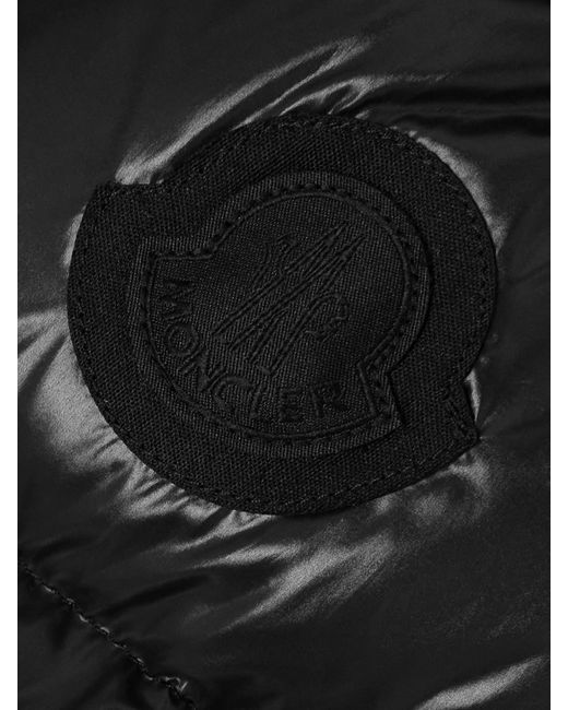 Moncler Black Appliquéd Quilted Padded Glossed-Shell Down Jacket
