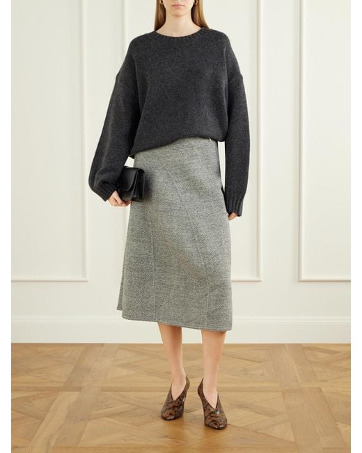Proenza Schouler Gray Gaelle Wool-Blend Midi Skirt
