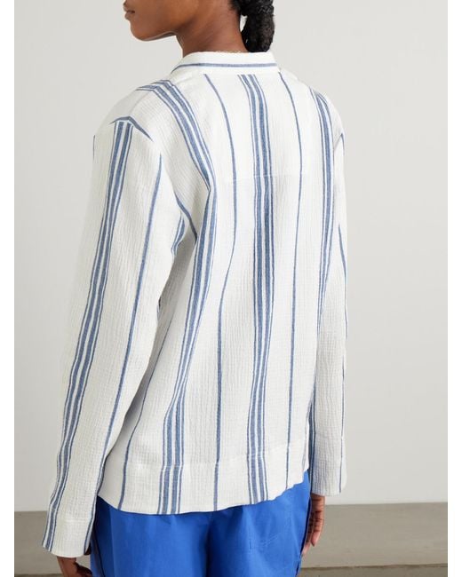 Matteau White Fisherman Striped Cotton-Blend Gauze Shirt