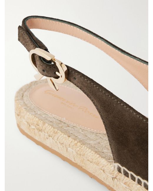 Gianvito Rossi Natural Paz Suede Slingback Espadrilles