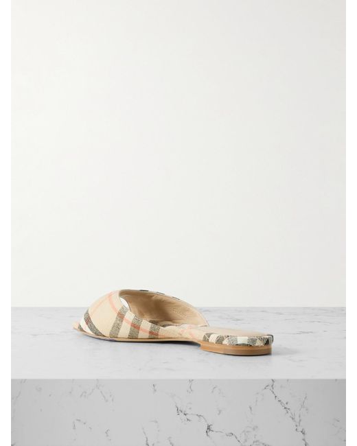 Burberry Multicolor Checked Linen Slides