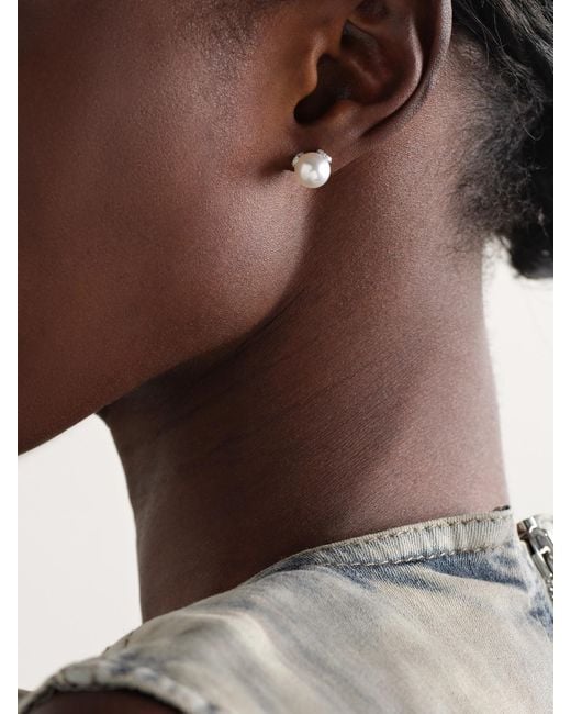 Mikimoto Natural Ohrringe Aus 18 Karat Weißgold Mit Perlen Und Diamanten