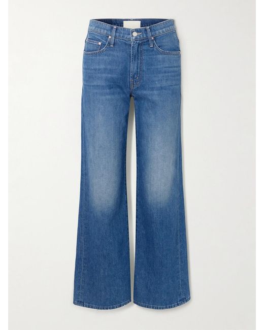 Mother Blue The Maven Skimp Mid-Rise Straight-Leg Jeans
