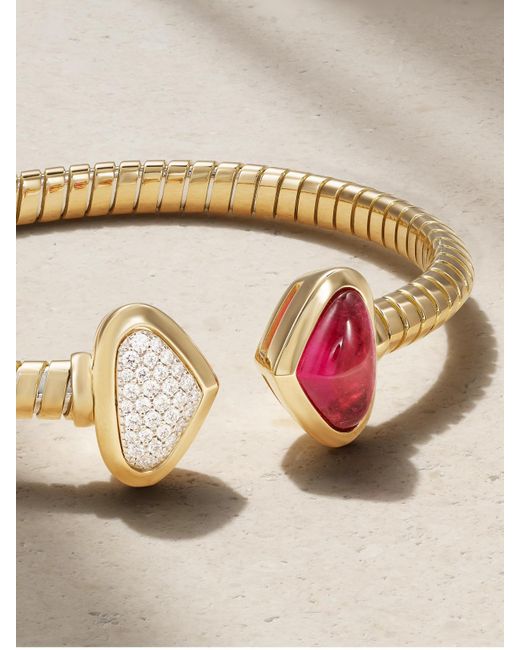 Marina B Natural Trisolina Castagna 18-Karat, Diamond And Rubellite Bracelet