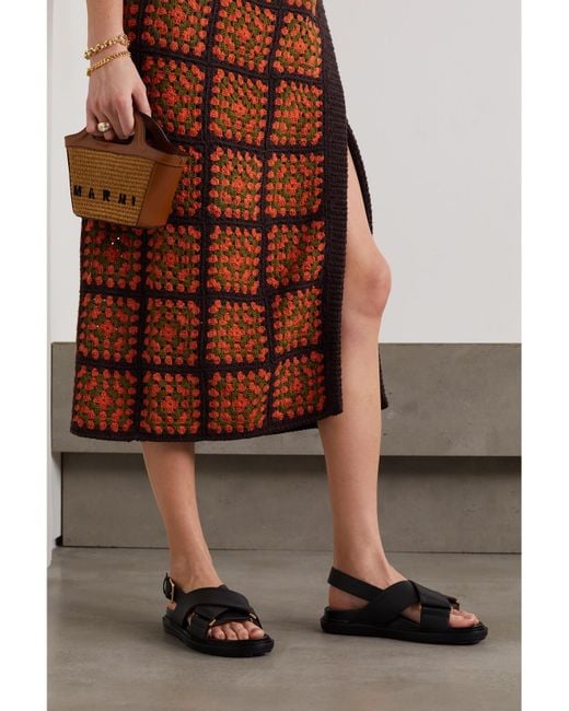 Marni Black Fussbett Leather Slingback Sandals