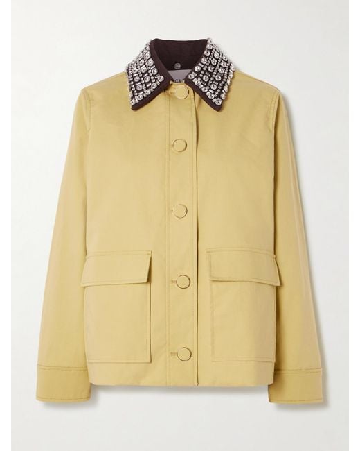 Veronica Beard Yellow Arlen Dickey Jacke Aus Beschichteter Baumwolle Mit Kristallen