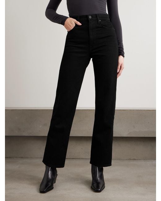 SLVRLAKE Denim Black London High-Rise Straight-Leg Jeans