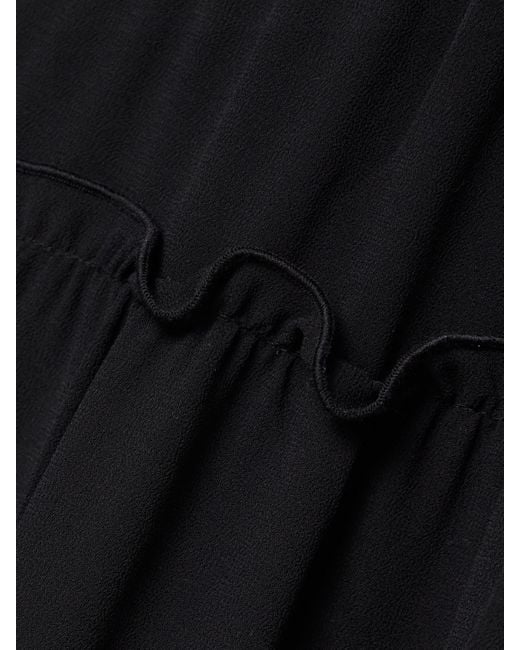 Robe Longue En Crêpe De Chine À Volants Protea Aje. en coloris Black