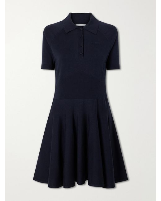 Givenchy Blue Ribbed Cotton-Blend Polo Dress