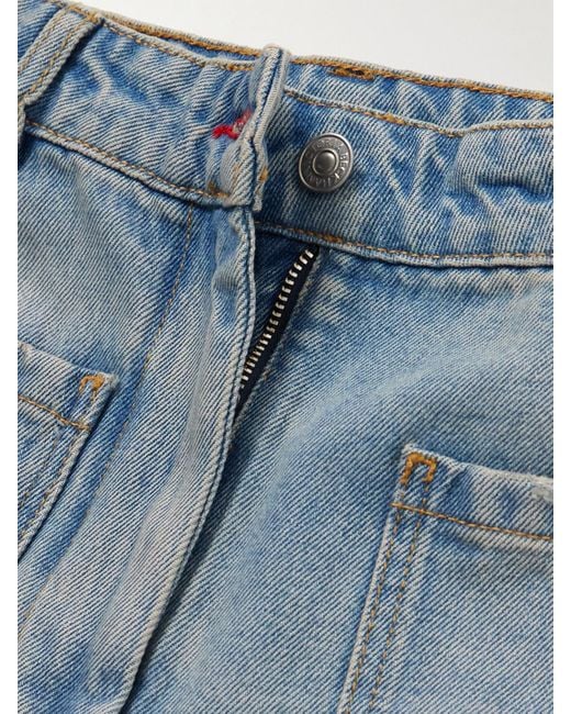 Victoria Beckham Blue Alina Embroidered High-Rise Wide-Leg Jeans