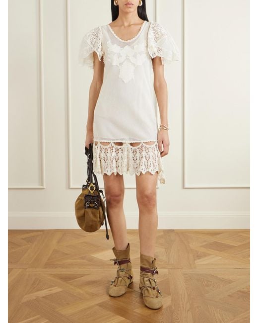 Isabel Marant White Diena Crocheted Cotton Mini Dress