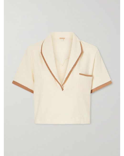 Johanna Ortiz Natural Terry Cropped Cotton-Blend Terry Top