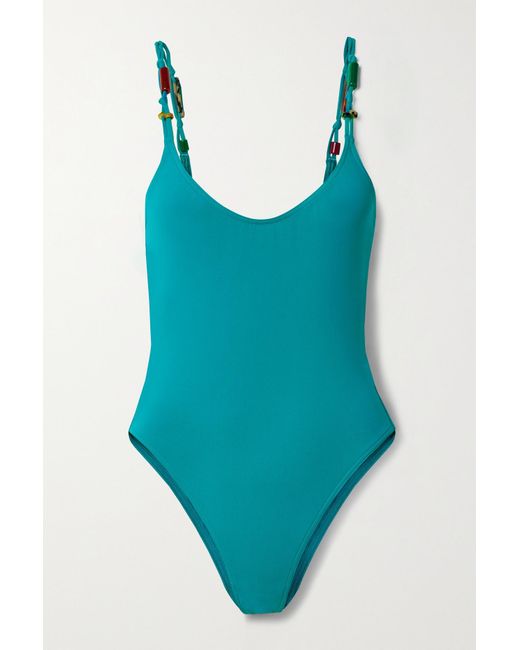 Eres Bead-embellished Swimsuit in Blue - Lyst