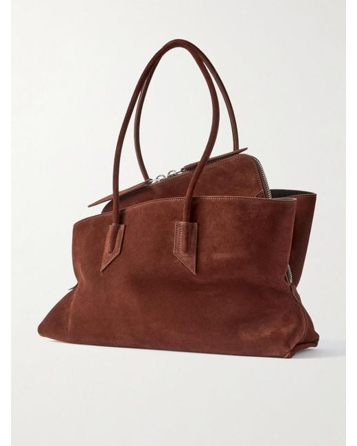 The Attico Brown La Passeggiata Medium Asymmetric Suede Tote