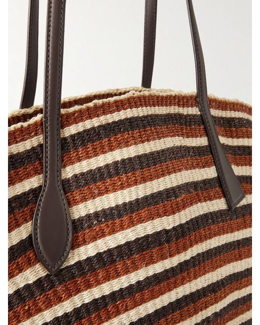 Liffner Multicolor Sprout Striped Leather-Trimmed Sisal Tote