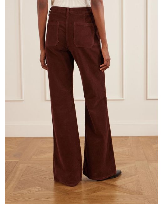 Nili Lotan Purple Florence Cotton-Twill Flared Pants