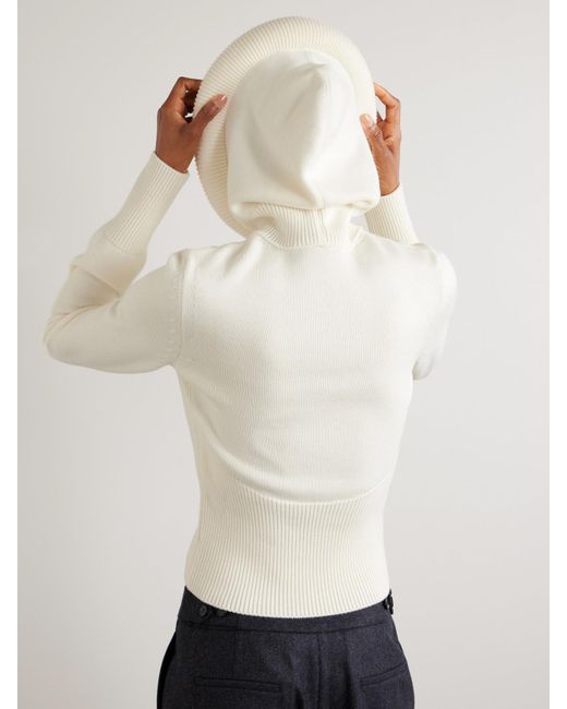 Alaïa Natural Wool Hooded Sweater