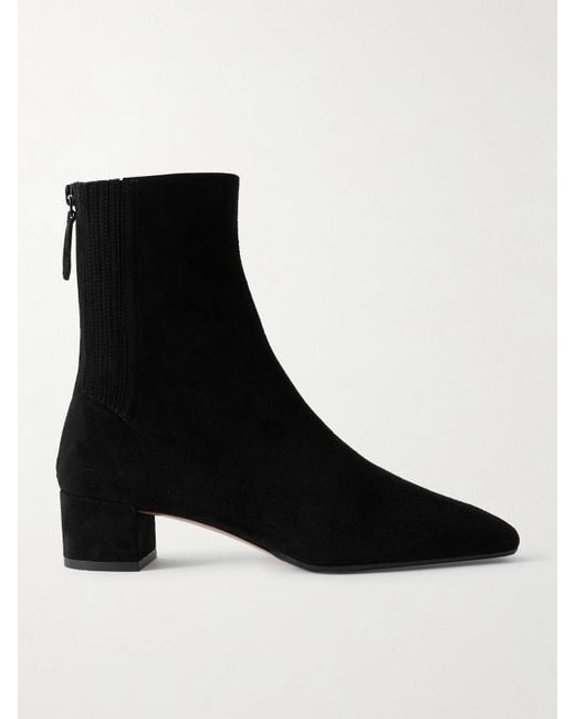 Aquazzura Black Saint Honoré 35 Suede Ankle Boots