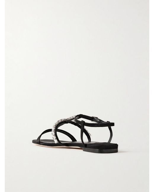 Jimmy Choo Black Gwyn Crystal-Embellished Satin Sandals