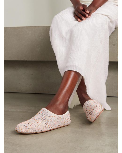 Gabriela Hearst Pink Callie Beaded Crocheted Ballet Flats