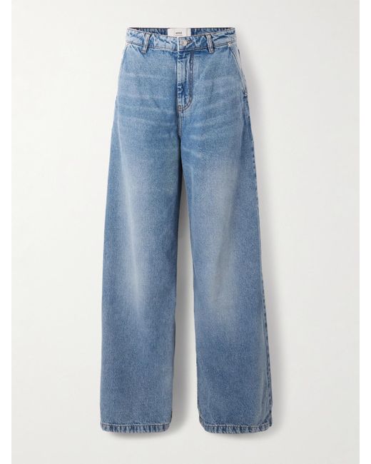 AMI Blue Halbhohe Jeans Mit Weitem Bein
