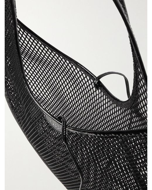 Alaïa Black Patent-Leather Trimmed Mesh Shoulder Bag