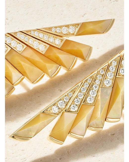 Garrard Natural Wings Rising 18-Karat, Diamond And Mother-Of-Pearl Earrings