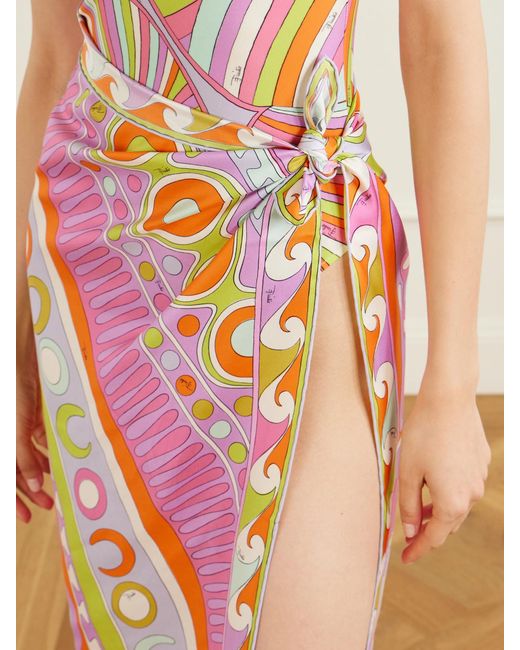 Emilio Pucci Pink Printed Silk-Twill Scarf