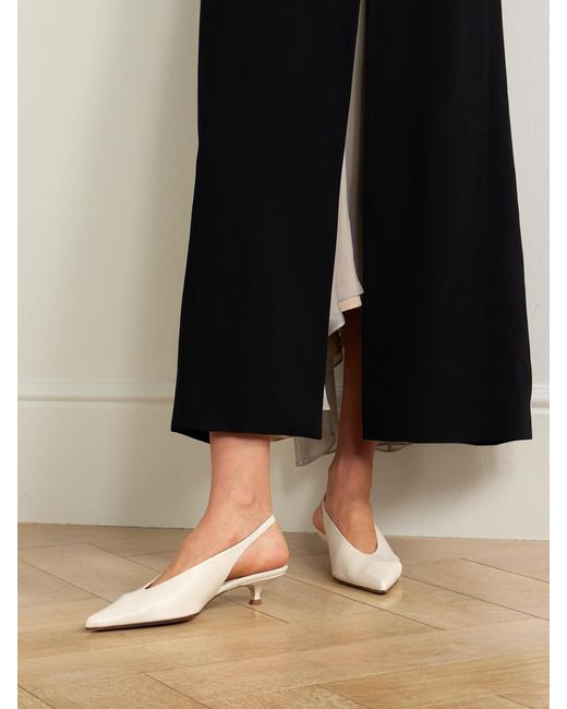 Aeyde Natural Camila Leather Slingback Pumps