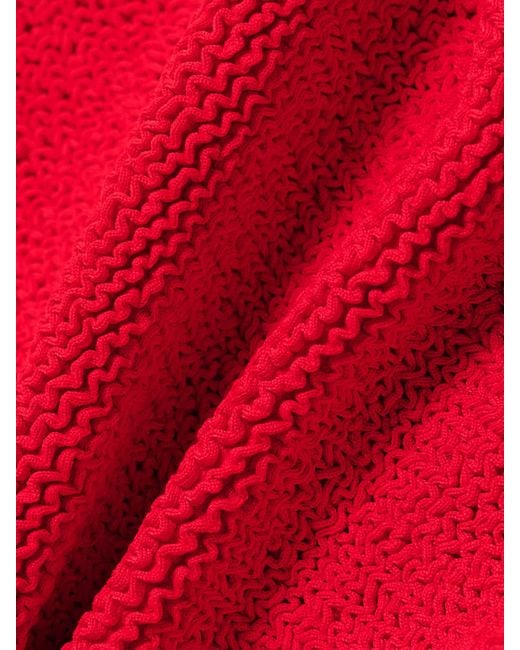 Hunza G Red Sandy Seersucker Halterneck Swimsuit
